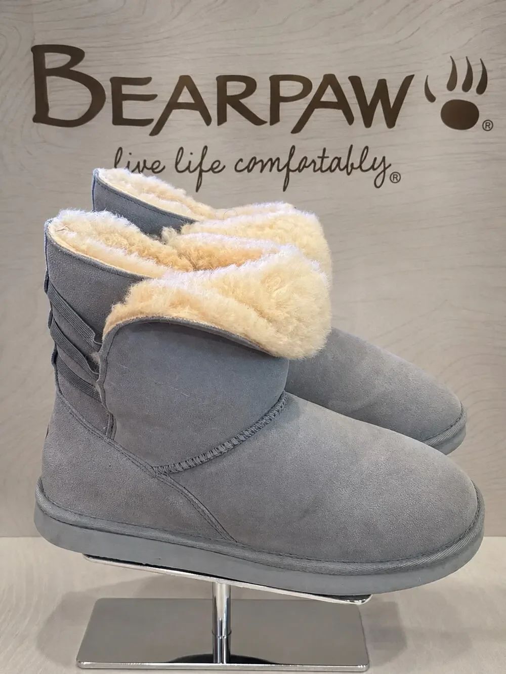 Bearpaw Kylee Blue Fog Faux Fur Boots Women’s 10 2880W